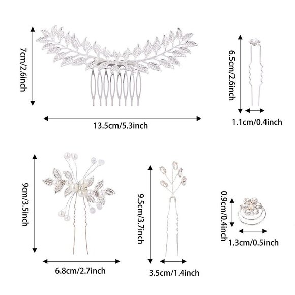 41 Pack Bridal Hair Accessories Silver Rhinestone Pearl Flower Comb Pins main image 5
